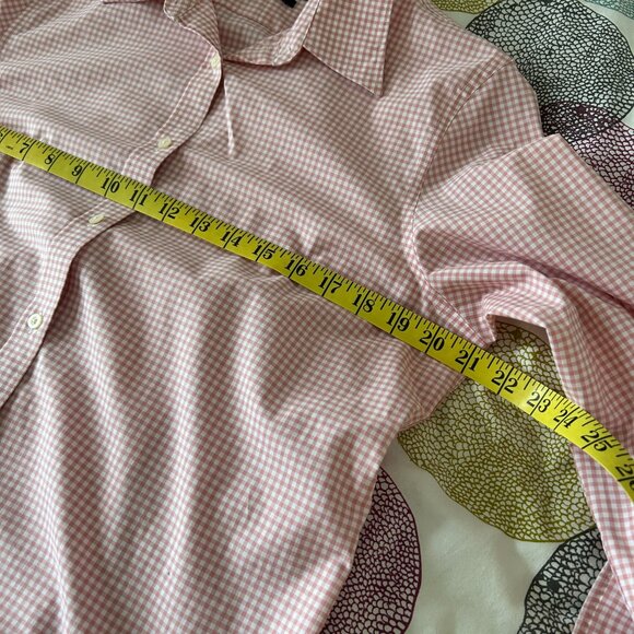 Lauren Ralph Lauren Button Down No Iron Shirt Pink and White Check Women Size L - Picture 7 of 9